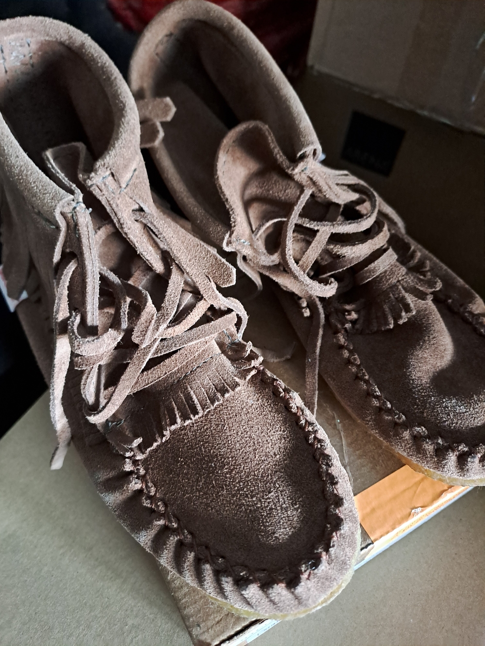 SoftMoc NWOT Brown Suede Fringe Moccasin Shoes